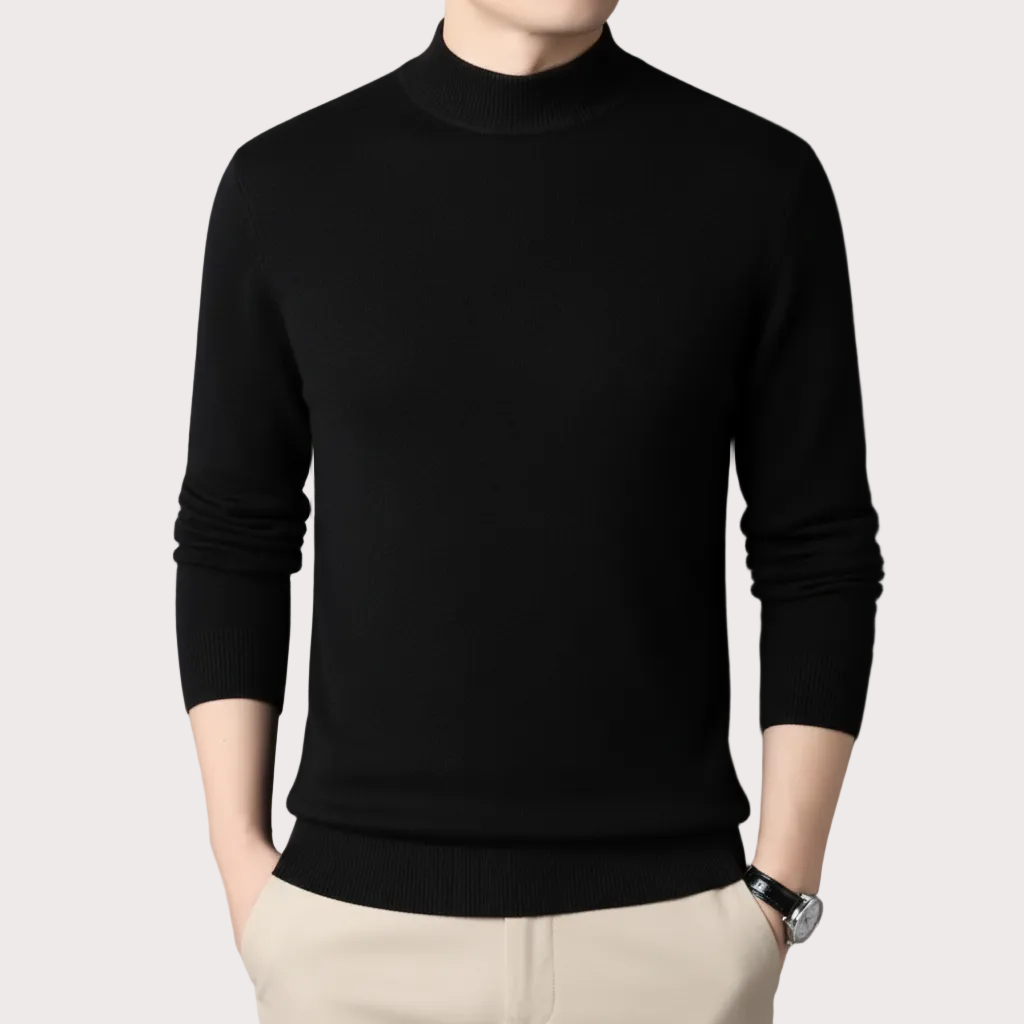 Suéter de caxemira meia gola alta masculino, pulôveres de malha masculino, malhas finas para jovens, novíssimo, 2024