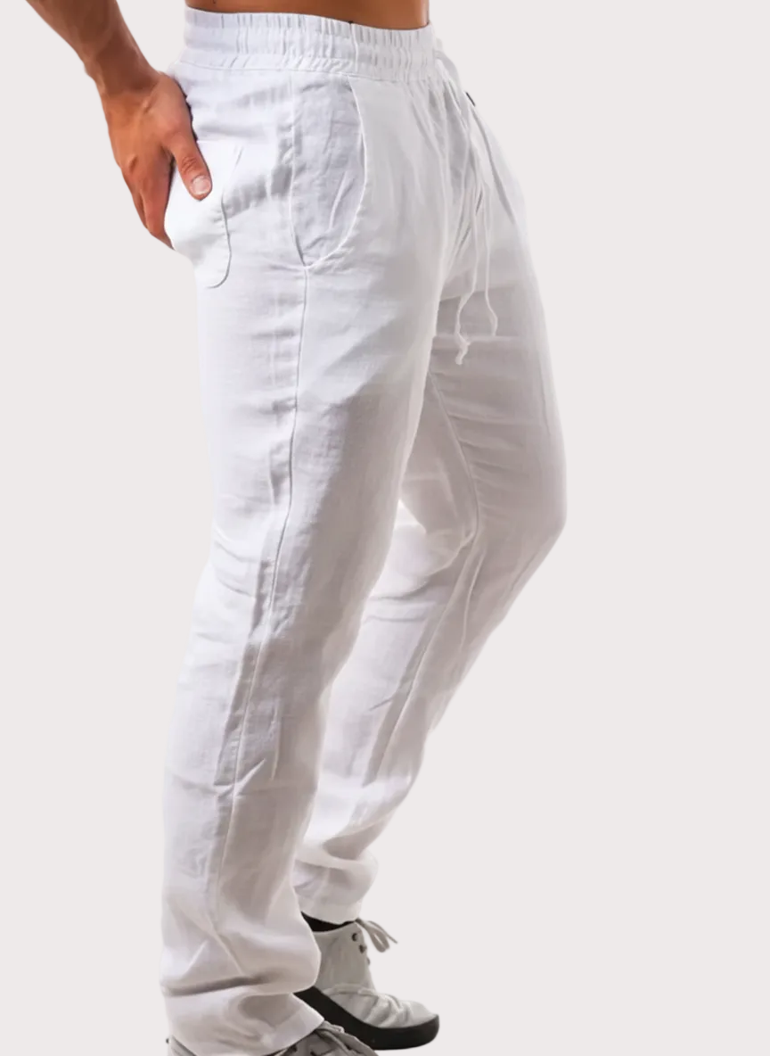 Calças de linho de algodão masculino outono novo respirável cor sólida calças de linho fitness streetwear S-3XL