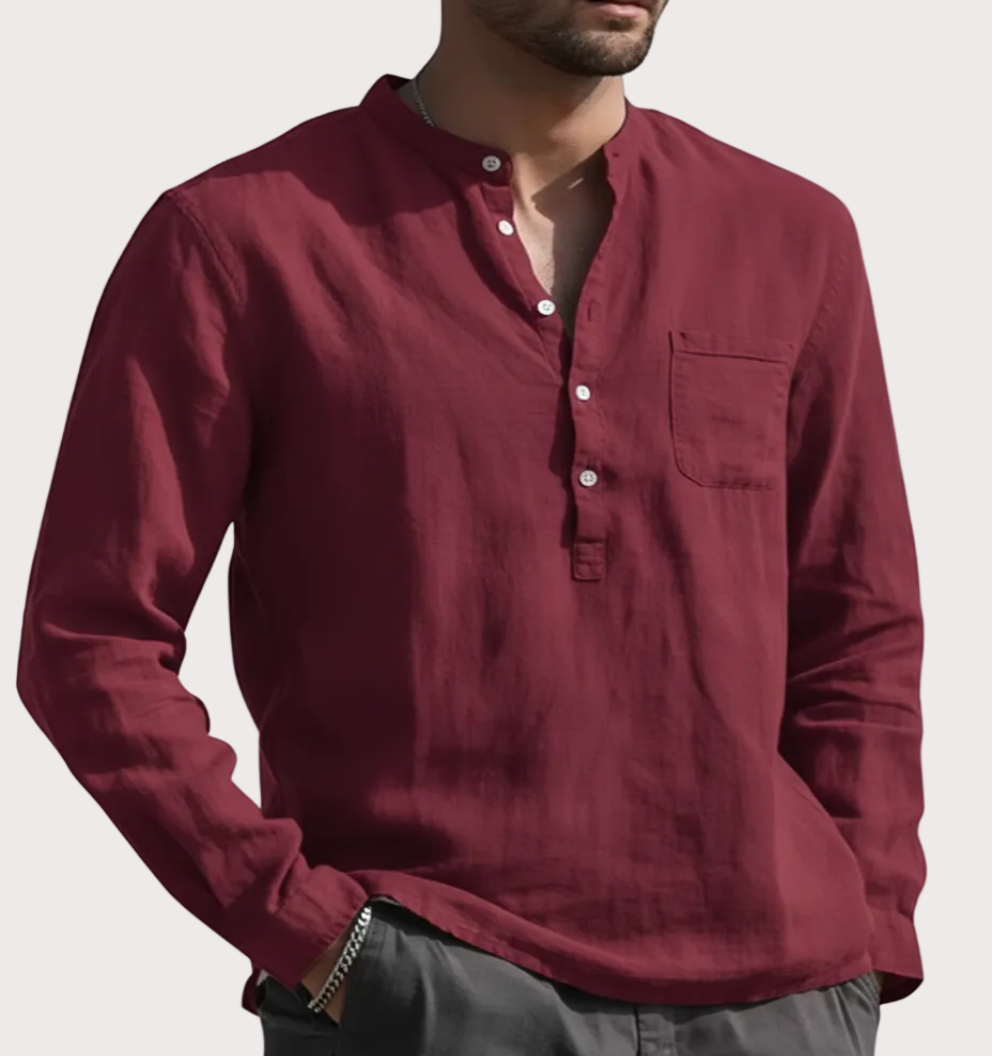 Casual männer Langarm V-ausschnitt Leinen Hemd Beachwear Atmungsaktivem Sommer Mode Männliche Kleidung Grenzüberschreitende Heißer Verkauf