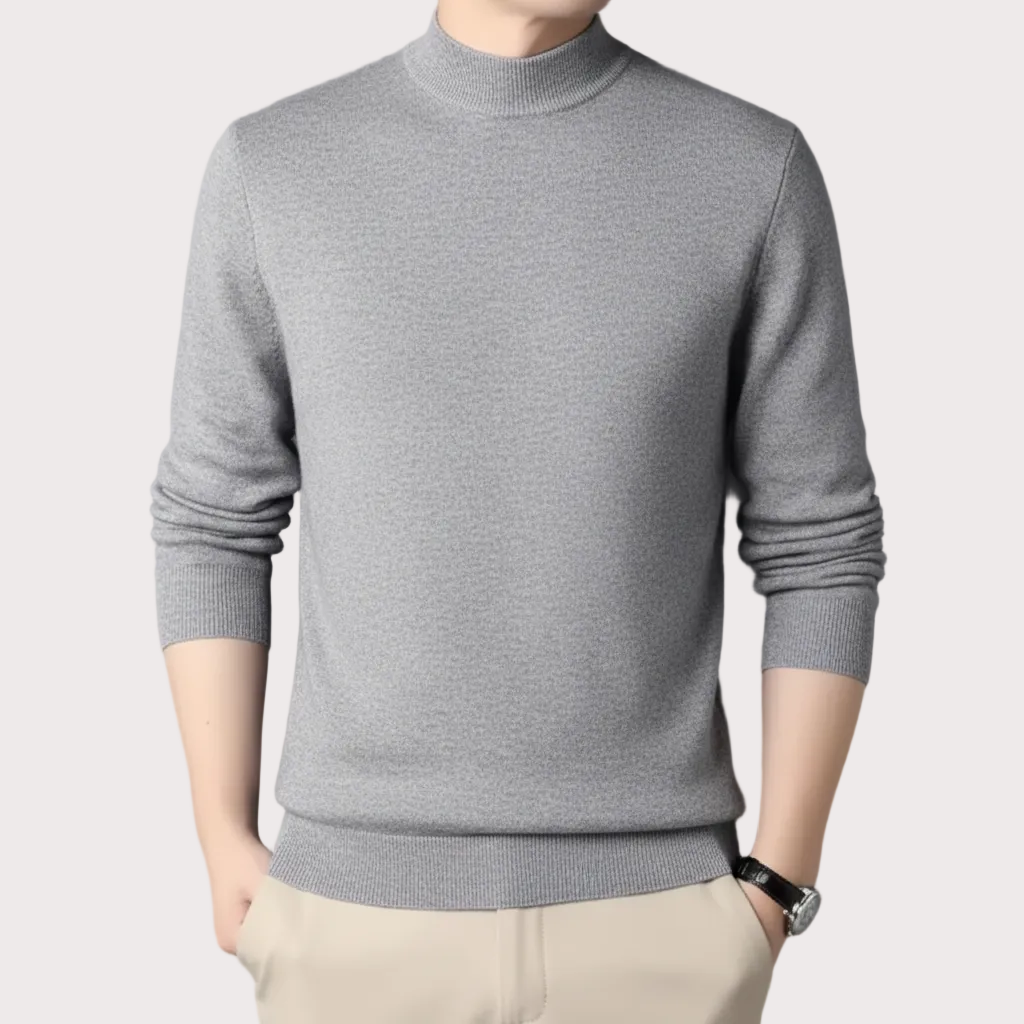 Suéter de caxemira meia gola alta masculino, pulôveres de malha masculino, malhas finas para jovens, novíssimo, 2024